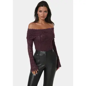 Off Shoulder Fluffy Lace Top