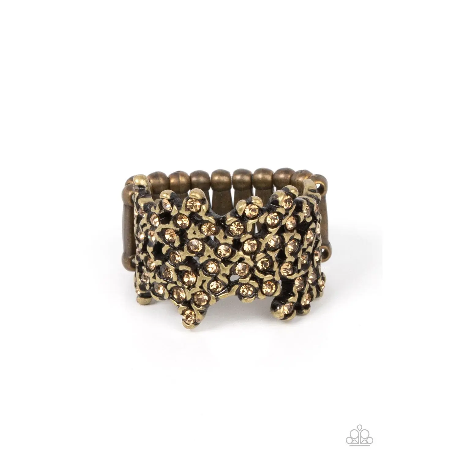 Sizzling Shimmer - Brass Topaz Rhinestone Ring - Paparazzi