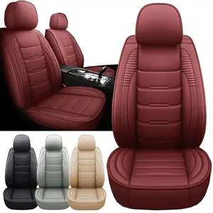 For Chevy Chevrolet Silverado GMC Sierra Car Seat Covers, Fit 2007-2023 2024 2025 1500/2500/3500HD Truck Crew Double Extended Cab , Waterproof Leather Seat Covers Cushions Protectors (5 PCS Full Set/Black)