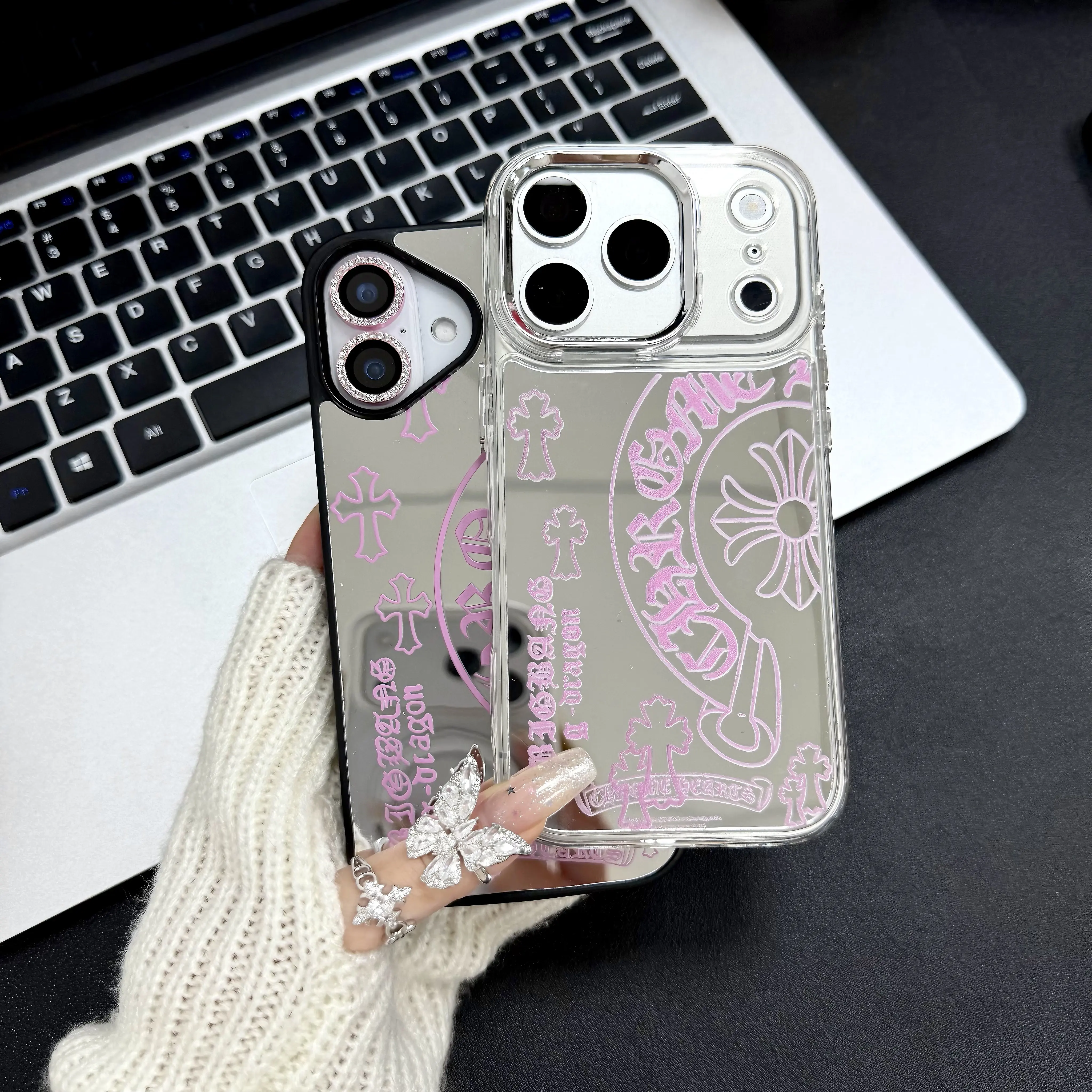 Premium mirrored phone case, compatible with iPhone 17/16/15/14/13 ProMax/Pro/Plus/Ari, acrylic silver cosmetic mirror, scratch-resistant and durable. iPhone 16 Plus case/iPhone 15 Plus case