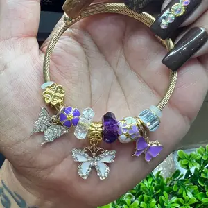 Purple Butterfly adjustable Charm Bracelet