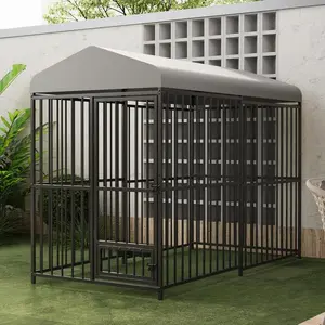 Gaomon Heavy Duty Outdoor Large Dog Kennel - 8x4x6FT Dog Playpen Fence with UV-Resistant Waterproof Roof Cover, Double Lock