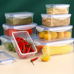 4-piece multifunctional transparent food storage container set, various sizes, airtight lids keep food fresh, suitable for fruits, vegetables, meat, and noodles