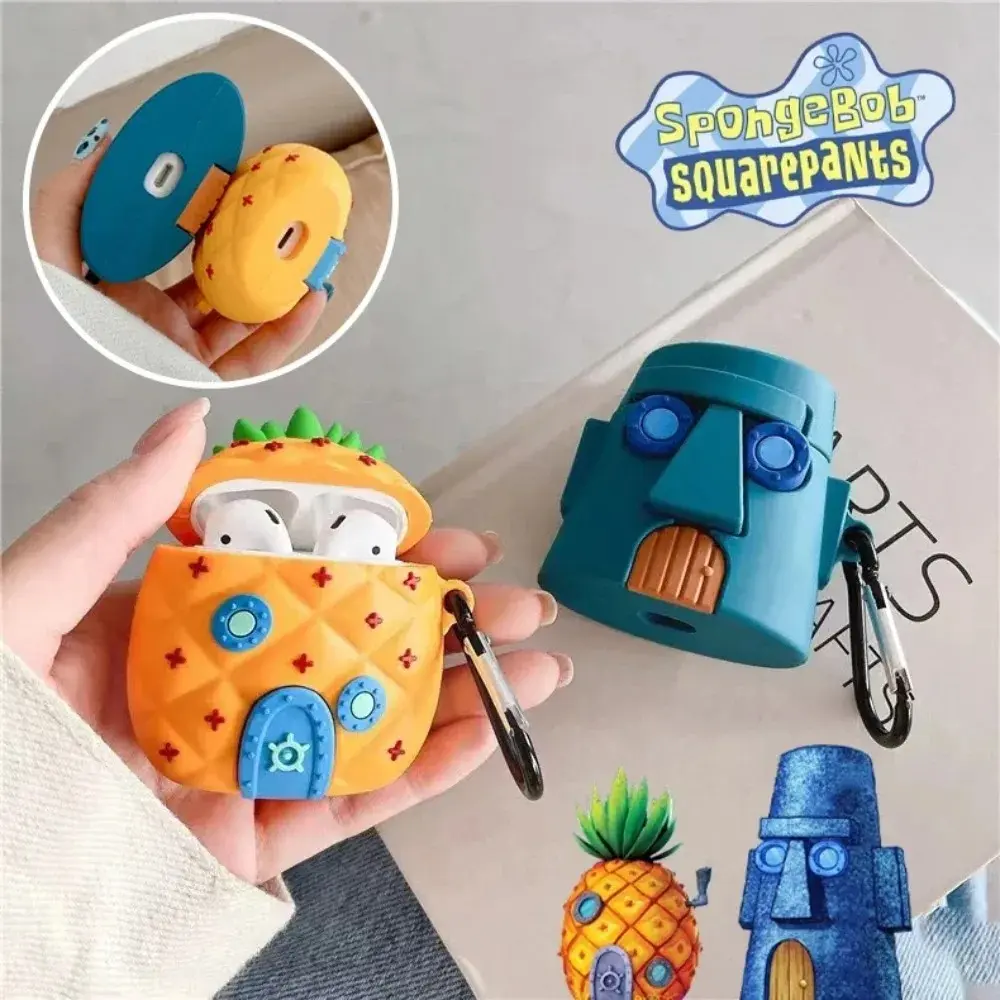 SpongeBob Earphone Case for Airpods 4 3 2 1 Pro2 Anime Protective Cover for AirPods Pro2 Pro Soft Silicone Shell Decoration