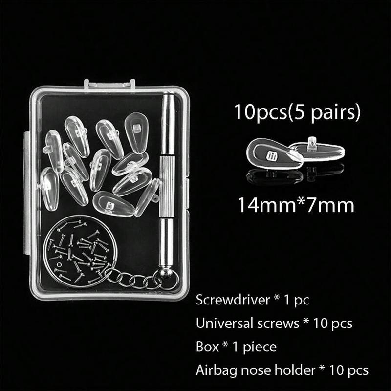 Eyeglasses Nose Pads, Upgraded Soft Silicone Air Chamber Eyeglass Nose Pads, 5 Pairs of Screw-in 15mm Glasses Nose Pad Set with Screws and Micro Screwdriver
