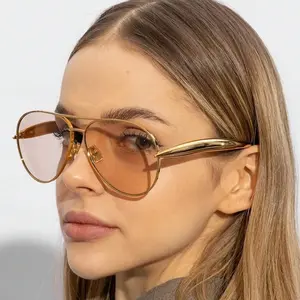 Women’s 1pc Retro Toad Glasses: Large Frame Double Beam Metal + Oversized Aviator Look! Ideal for Summer Beach, Outdoor Travel, Daily Wear, Street Shoots & Back To School – Stylish Versatile Shades & Vacation Accessory!