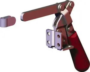 Destaco 317-S Manual Hold-Down Toggle Clamp, 400lb Holding Capacity, Vertical Handle, 60° Handle Movement, 185° Bar Opening, Solid Bar, Flanged Base, Carbon Steel