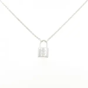 Pre-owned Louis Vuitton Sterling Silver 925 (Ag925) Small Leather Goods Lockit 925 Silver Necklace