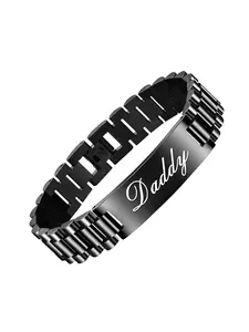 Men's Stainless Steel Link Bracelet, Magnetic Bracelet for Men, Fashion Adjustable Jewelry for Party, Daily Clothing Decor, Trendy All-match & Exquisite Jewelry for Daddy Birthday Gift