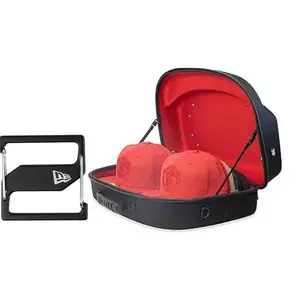 Homiegear Authentic Cap Carrier Case for 14 Caps with Branded Cap Clip Black - Water Resistant Cap Storage Bag - Travel Bag for All Brands Caps (Black Red)