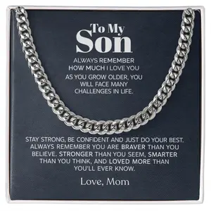 To My Son Cuban Link Chain Necklace, Christmas Gift For Son From Mom, Birthday