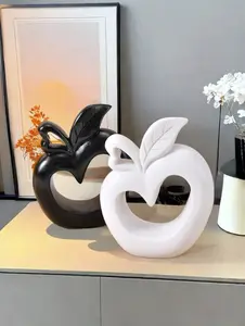 1pc Nordic Creative Apple Shaped Living Room Flower Arrangement Decoration, Ceramic Dried Flower Vase, Home Decoration, Foyer Tabletop Flower Ware Living Room Accessories Best