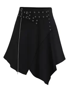 Women's Punk Style Asymmetric Skirt, Statement Casual Plus Size Everyday Fashion, European and American Style, Comfortable Half Skirt