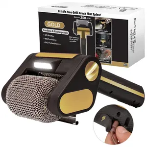 Stainless Steel Roller BBQ Brush, Rechargeable with Light, Bristle-Free Food-Grade Cleaner for Specialized Removal