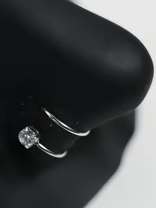 20G 10mm Nose Piercing Hoop, Nose Rings Hoops, Nose Cuff, Clear CZ Twist Nose Ring, Stainless Steel Spiral Twist Nose Hoop, Fashion Body Jewelry for Women & Girls, High Quality Jewelry