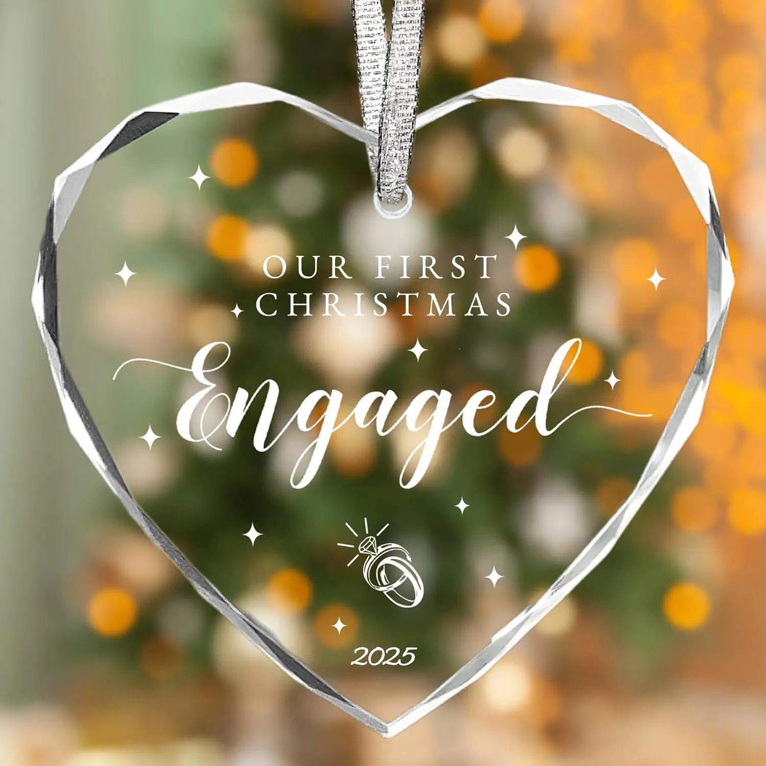 Engagement Gifts for Couples 2025 Engagement Ornament, Just Engaged Gifts, 3inch First Christmas Engaged Ornament 2025