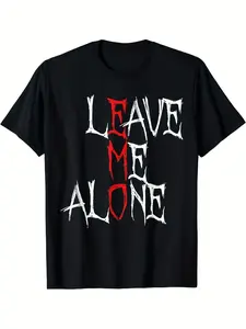 Men's Retro Emo Music T-Shirt - Leave Me Alone Emo Core Graphic Tee with Iconic Hand Gesture Design, Casual Short Sleeve Shirt for Concerts, Casual Attire & Emo Style Outfits
