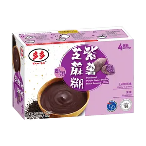 TORTO Hong Kong Taro Black Sesame Paste - 2-Minute Instant Meal Replacement Dessert, 4 Bowls (140g)