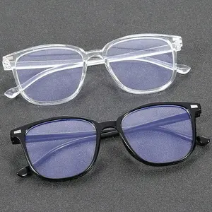 Women's 2pcs Plain Glass Spectacles Comfortable Eyewear Versatile Clear & Black Frames Fashionable Everyday Wear