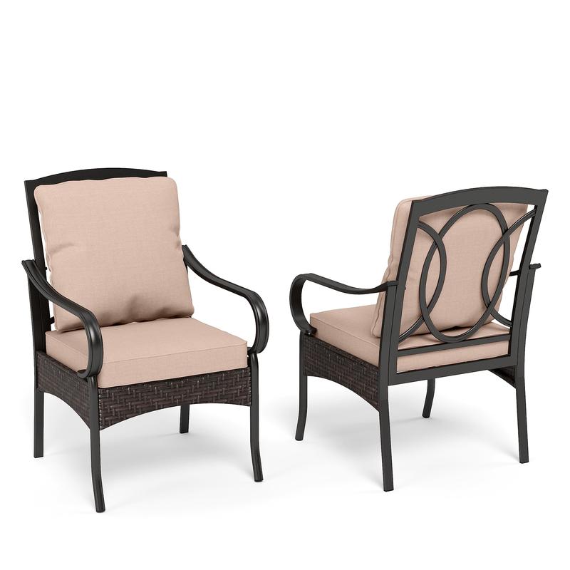 Sophia&William Patio Swivel Chairs Set of 2, Extra Large All-Weather Outdoor Dining Chair with Gentle Rocking, Metal Wicker Frame & Padded Cushions Furniture Lounge