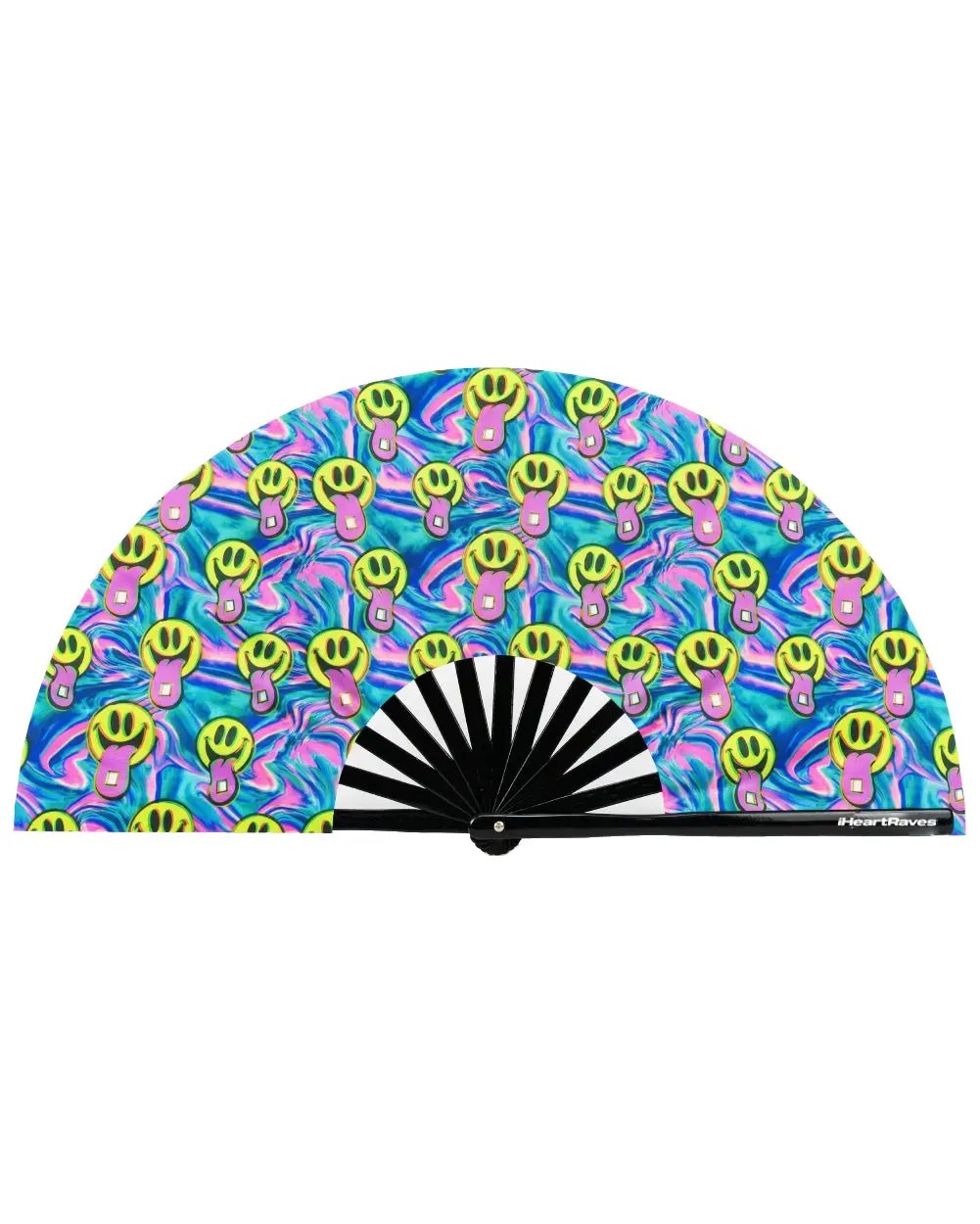 UV Reactive Neon Bamboo Folding Fan with Print, Home Decor for Happy Hour Use