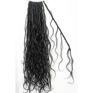Ygwigs Boho Crochet Faux Locs Braids with Human Hair Curls Body Wave Box Braids with Curls