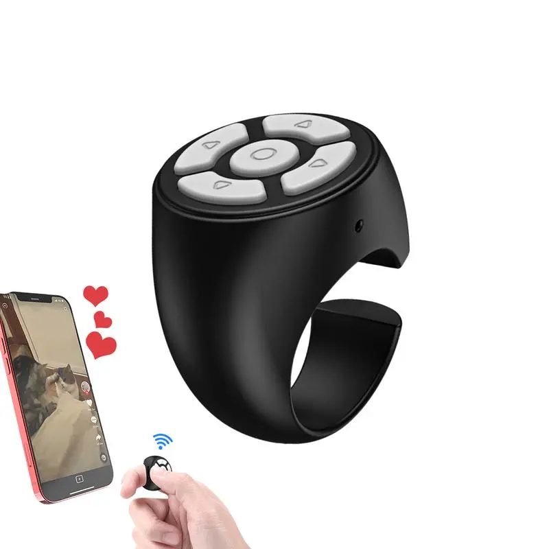 Portable Wireless Bluetooth Fingertip Remote Control Ring - Magnetic Chip Charging, Polycarbonate Gaming Button Controller, Smartphone Accessory for Adults 14+ Years, Selfies, Page Turning (Up to 5 Times Faster Operation)