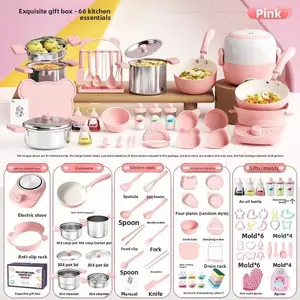 Children's Mini Small Kitchen Toys Real Cooking Kitchen Internet Celebrity Cooking Hot Simulation Kitchenware Boys and Girls Birthday Gift Induction Cooktop Kids Set