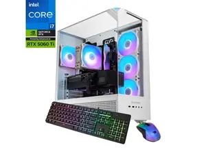 iBUYPOWER Element Gaming PC Desktop Computer Intel Core i7 14700F CPU, NVIDIA GeForce RTX 5060Ti 8GB GPU, 16GB DDR5 RGB RAM, 1TB NVMe SSD, Windows 11 Home, Keyboard, Mouse - White