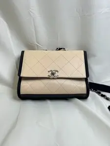 Pre-owned CHANEL calfskin Crossbody Bags Beige Flap Crossbody Bag