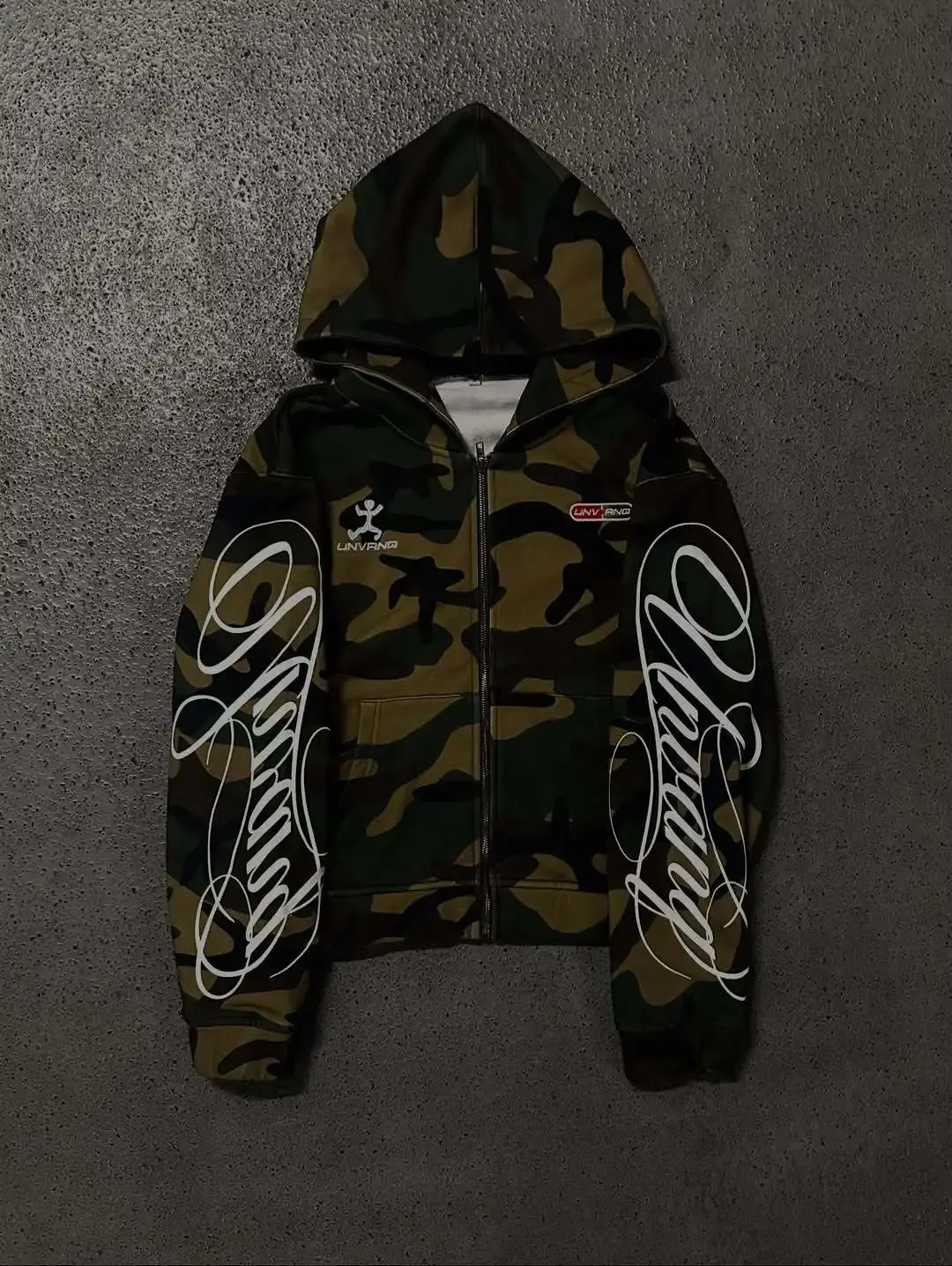 Autumn New Men's and Women's High Street Fashion Embroidery Camouflage Zipper Hooded Sweatshirt Y2K Clothing