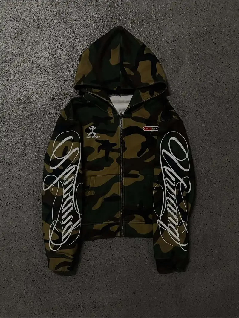 トップス MAZZ black/green camo zipped hoodie zip up camo hoodie - TikTok Shop