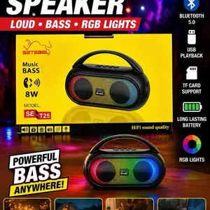 SETEBEL SE-T25 Bluetooth 5.0 Speaker with RGB Lights, 8W Bass, USB & TF Card Support, Long Lasting Battery, HiFi Sound Quality