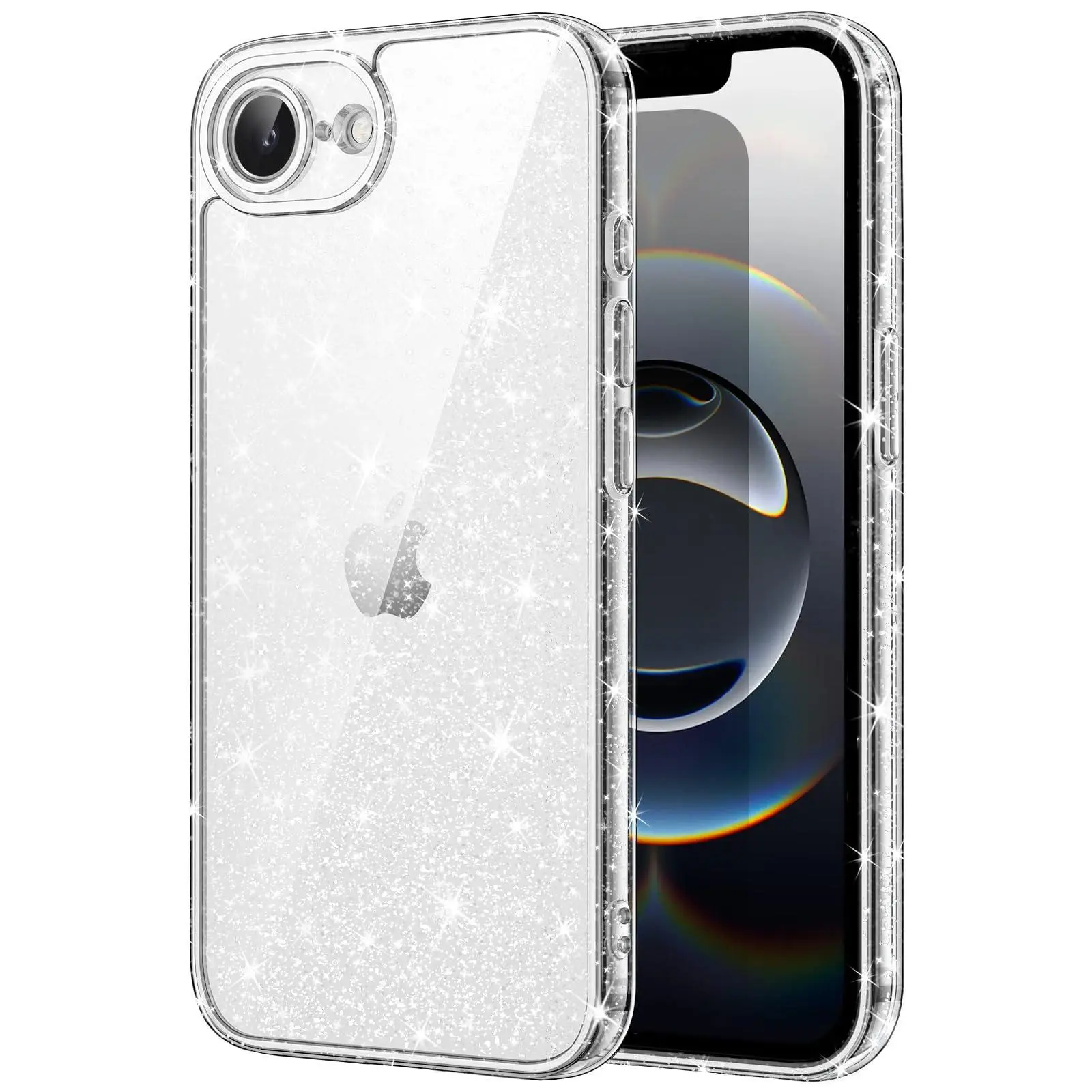 JETech Glitter Case for iPhone 17e / iPhone 16e, Bling Sparkle Shockproof Phone Bumper Cover, Cute Sparkly for Women and Girls, 6.1-Inch Display