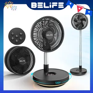 Belife X10 Portable Fan, Cordless Oscillating Fan with Remote, Foldable Adjustable Height Fan with LED Light & Timer, USB Rechargeable 7200mAh Battery Operated Camping Fan for Travel Home Sleeping