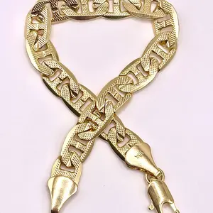Yellow Gold Bracelet Marine style link Mens Bracelet  Oro Laminado pulsera de hombre