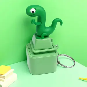 Dinosaur Stress Button Keychain: Light & Sound Anxiety Relief Toy