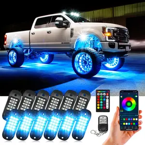Led Rock Lights for 12 Pods with Brightness Underglow Kit, Exterior with App Control, Flashing Music Mode, RGB Rock Lights for UTV, ATV, RZR