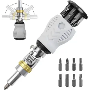 8-in-1 Stubby Ratcheting  Set, Multi-bit , Adjustable  Screw Driver Set Kit, Flat,, Slotted,Torx, Hex, Man  Nut Driver for Furniture, , Door &  Repair