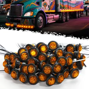 DIBMS 3/4 Inch Bullet Side Marker Light 50PCS Amber Round Clearance LED Front Rear Indicator Lights for Trailer Van Caravan Boat Truck RV Car Bus