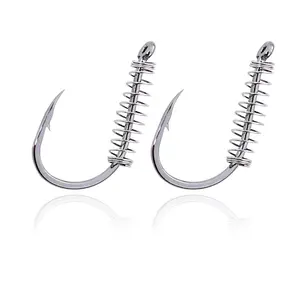 50-Pack Spring Hooks with Barbs, Stainless Steel Fishing Accessories, Explosion Hooks for Big Fish, Bulk Pack Fishing Gear