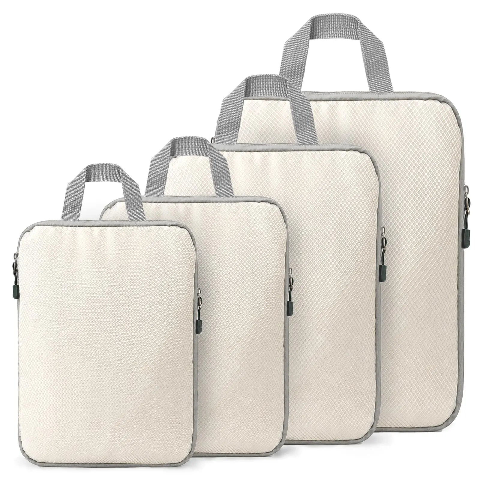 4 Set Compression Packing Cubes for Travel - Travel Accessories Expandable Packing Organizers for Carry On - Essentials Luggage Bags - Black