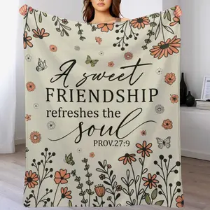 Friendship Gifts for Women Friends, Christian Birthday Religious Gifts for Women Friendship, Inspirational Spiritual Gift for Best Friend, Scripture Floral Blanket with Bible Verse ，Christian Gifts for Women Blanket