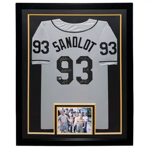 The Sandlot Cast Autographed (Grey #93) Framed Custom Baseball Jersey - 6 Signatures - Beckett