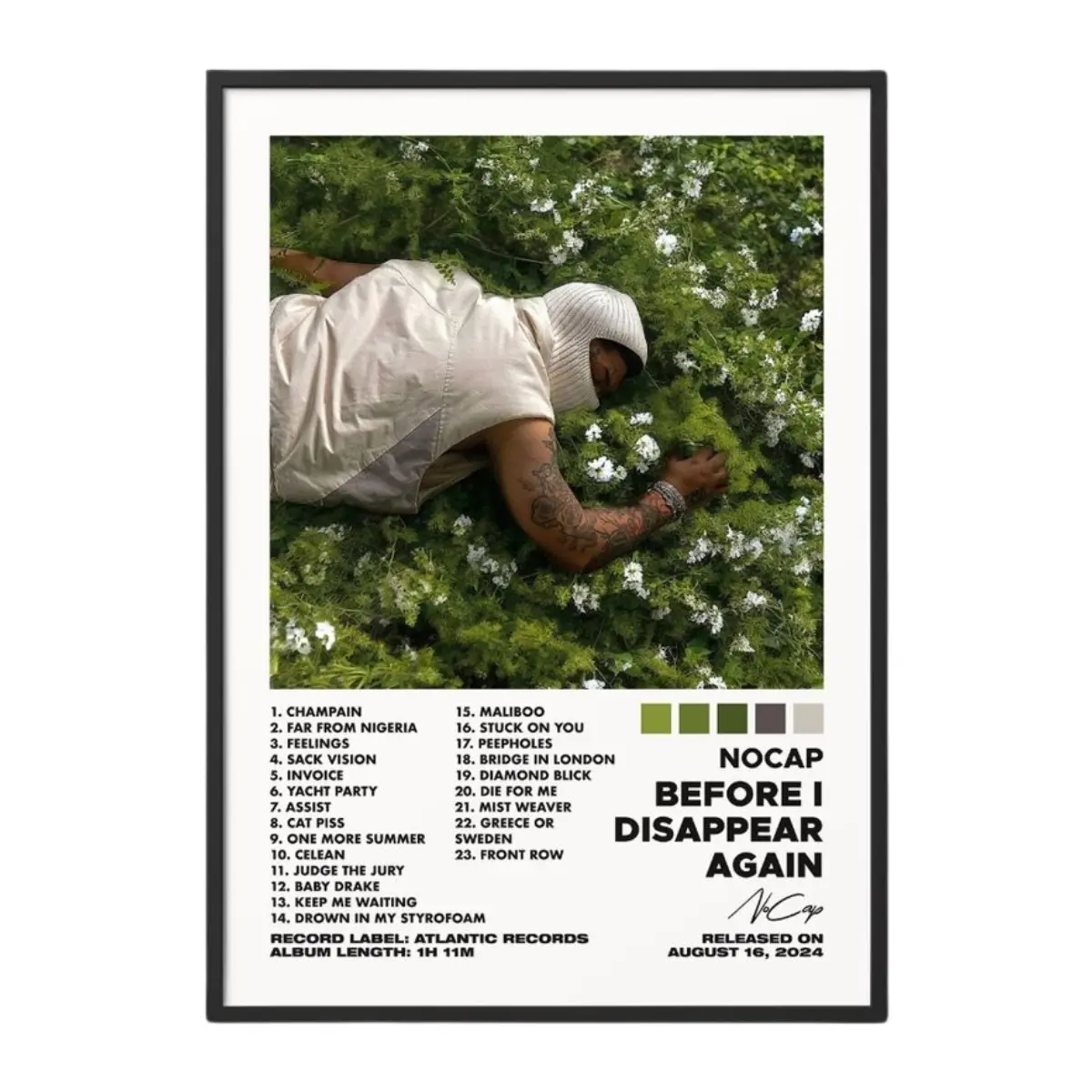 NoCap "Before I Disappear Again" Album Canvas Wall Art| Music Poster for Bedroom, Living Room, Studio Decor| Hip-Hop Rap Art, Fan Gift, Music Lover Decor