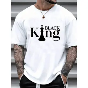 [100% Cotton] King Print T-Shirt For Men Casual Summer Short Sleeve Comfortable Cotton Tee T-Shirt For Men And Women