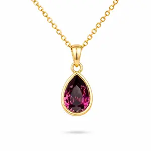 February 18K Gold Plated Necklace with Genuine Swarovski Crystal Birthstone Pendant