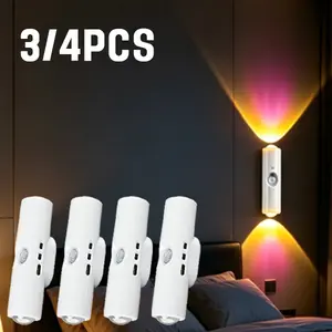 Smart Rechargeable LED Night Light with Motion Sensor – RGB Gradient Ambient Lighting, Dimmable Wall Lamp, Magnetic & Stick-On Design, USB Convenient Charging, Long-Lasting Battery, Perfect for Halloween Decor, Bedroom, Stairs, Hallway & Entryway