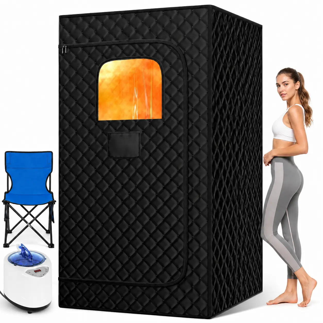 Portable At-Home Steam Sauna Kit | Fast Heating Steamer, 9 Heat Levels & Dual Safety Protection