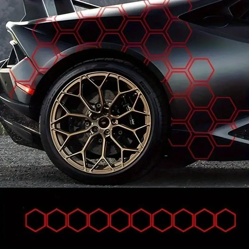 10pcs hexagonal car body stickers - DIY honeycomb-shaped side doors and skirt edge Decal stickers, Automobile Decals, easy to attach, suitable for enhancing the appearance of the vehicle Car Styling Decals
